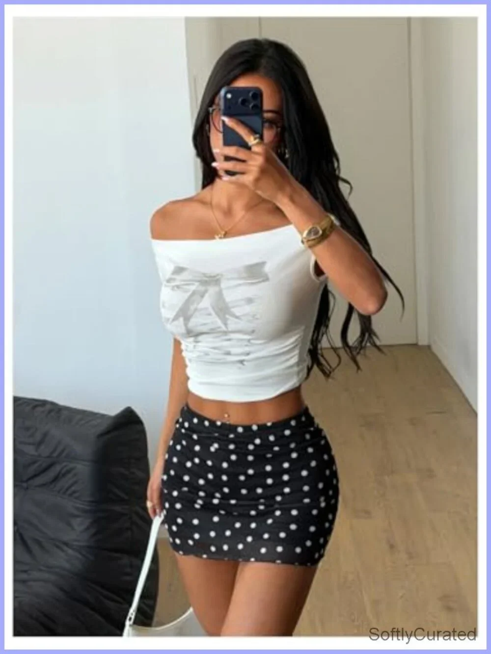 Polka Dots Mesh A Line Mini Skirt with Built In Shorts Y2K